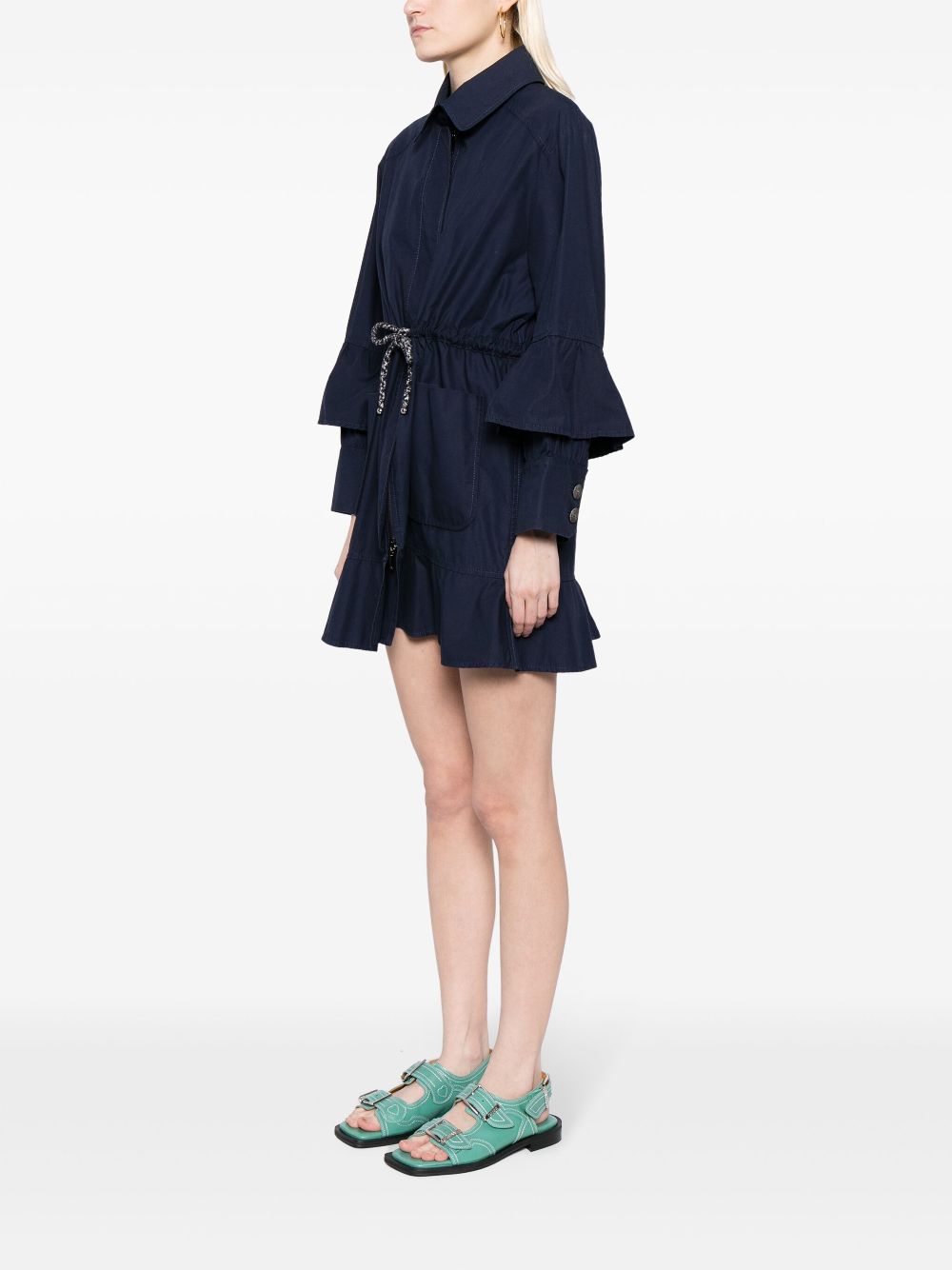 CHANEL cotton layered drawstring coat Women