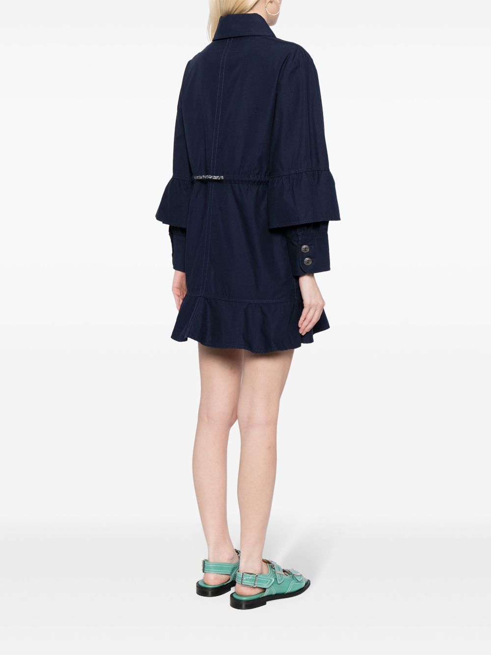 CHANEL cotton layered drawstring coat Women