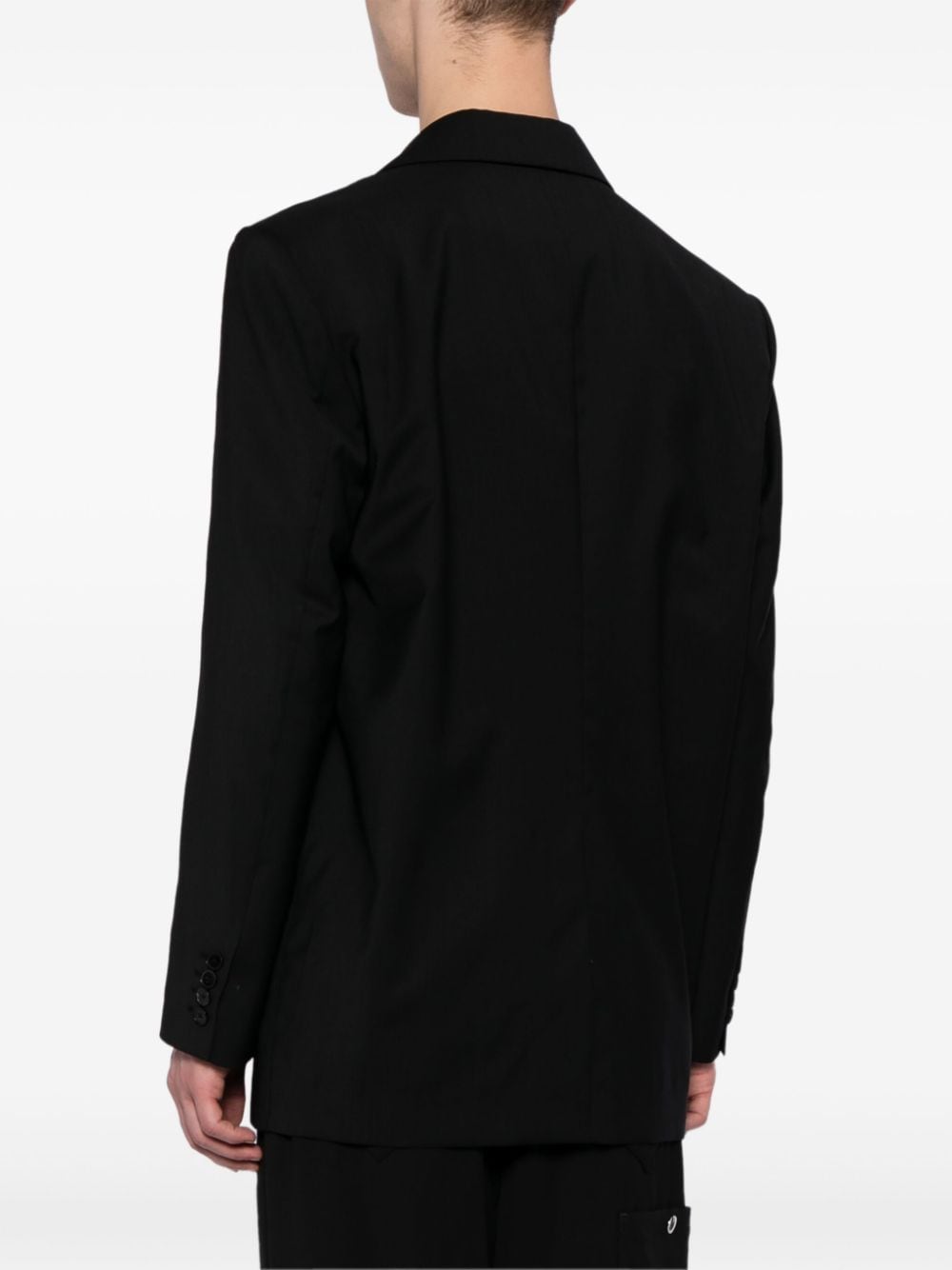 Shop Feng Chen Wang Mesh-panelled Wool Blazer In Black