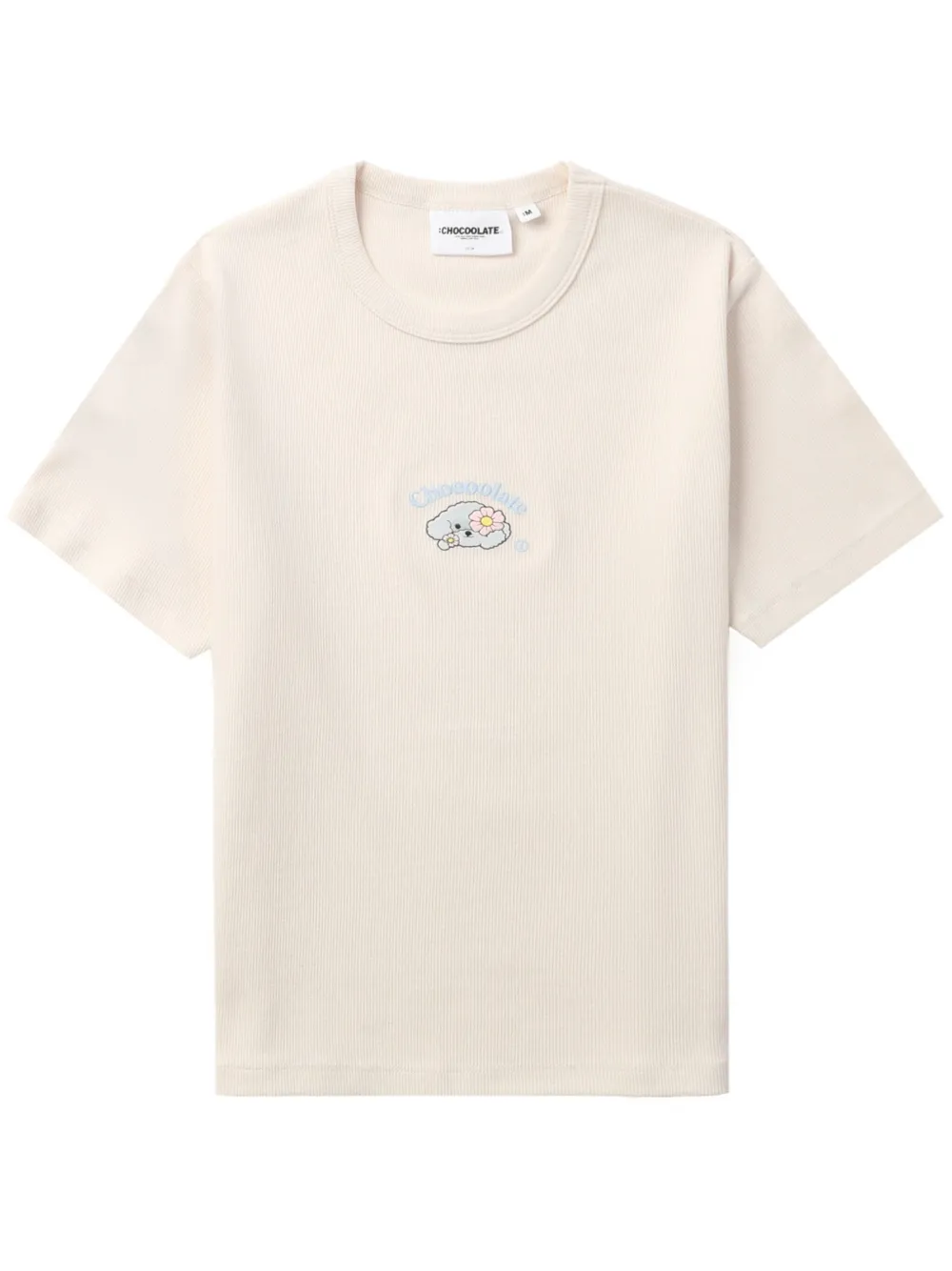 CHOCOOLATE T-shirt met grafische print van stretchkatoen Beige