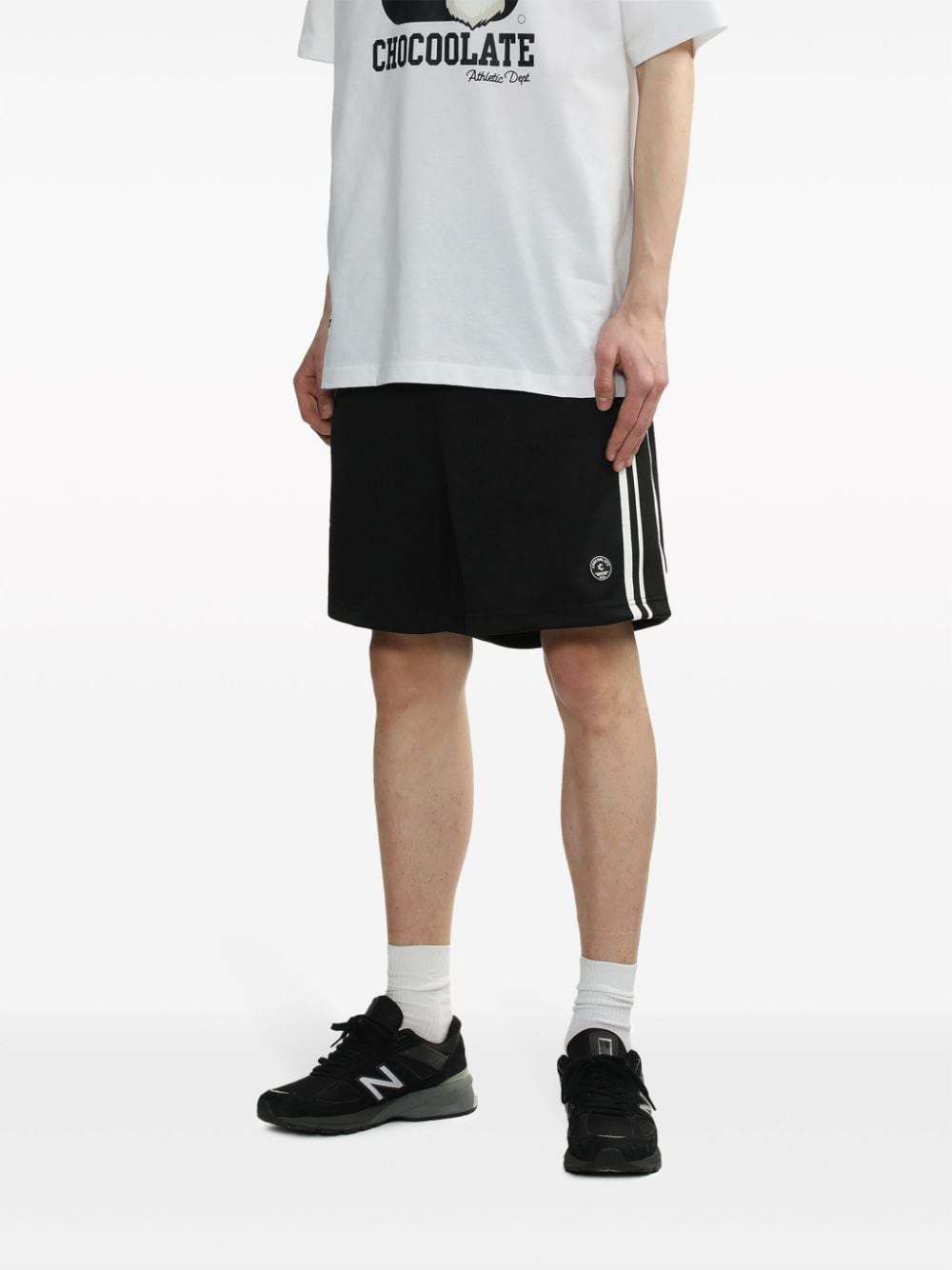 Shop Chocoolate Striped Track Shorts In Black