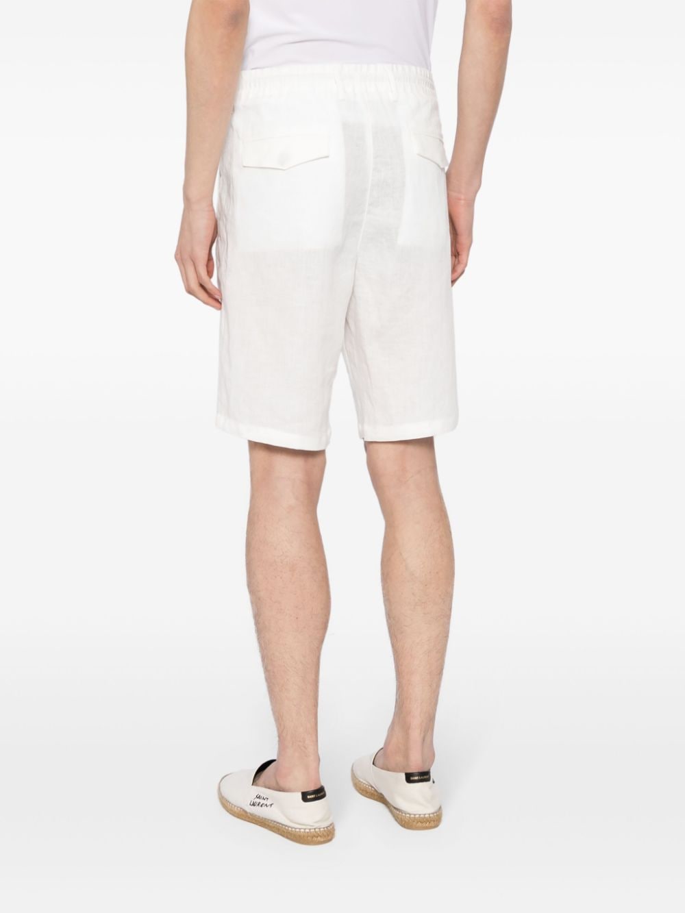 Shop Eleventy Linen Bermuda Shorts In White