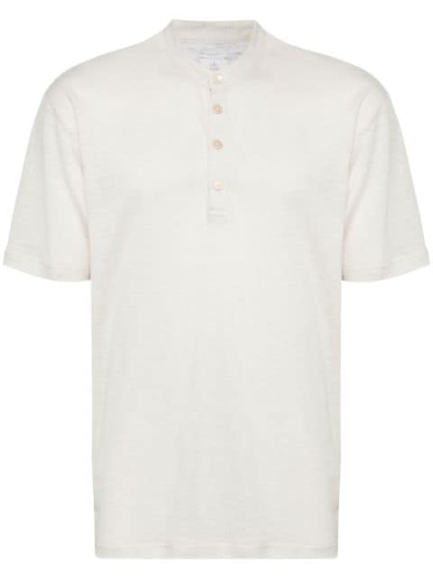 Eleventy buttoned linen-cotton T-shirt