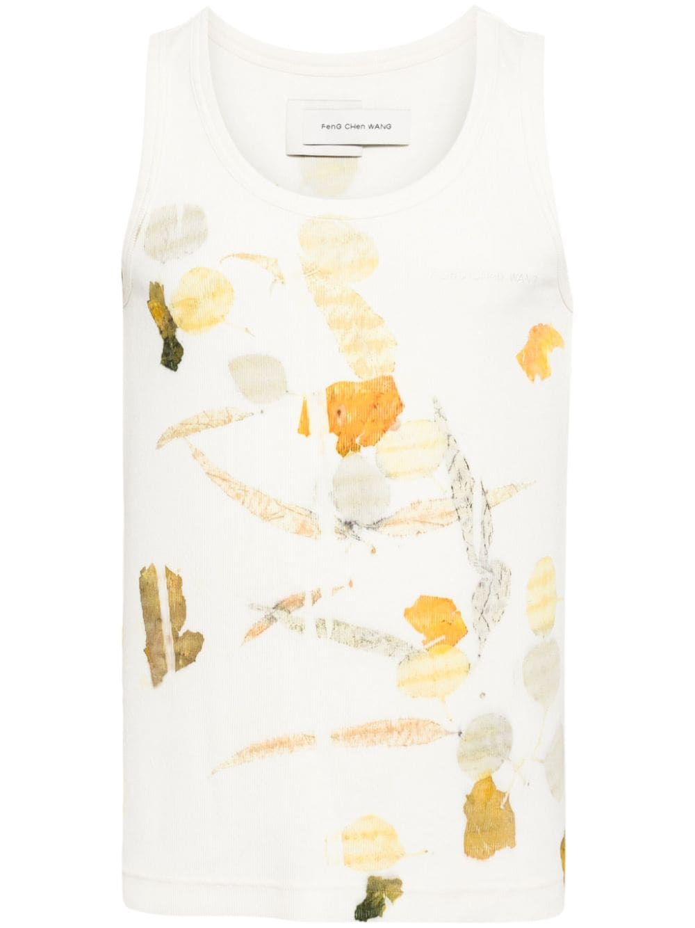 Feng Chen Wang Tanktop met bladerprint Beige