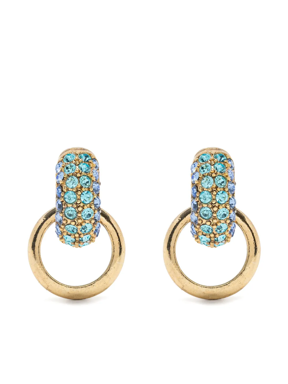 Oscar De La Renta Pavé-crystal Link Earrings In Gold