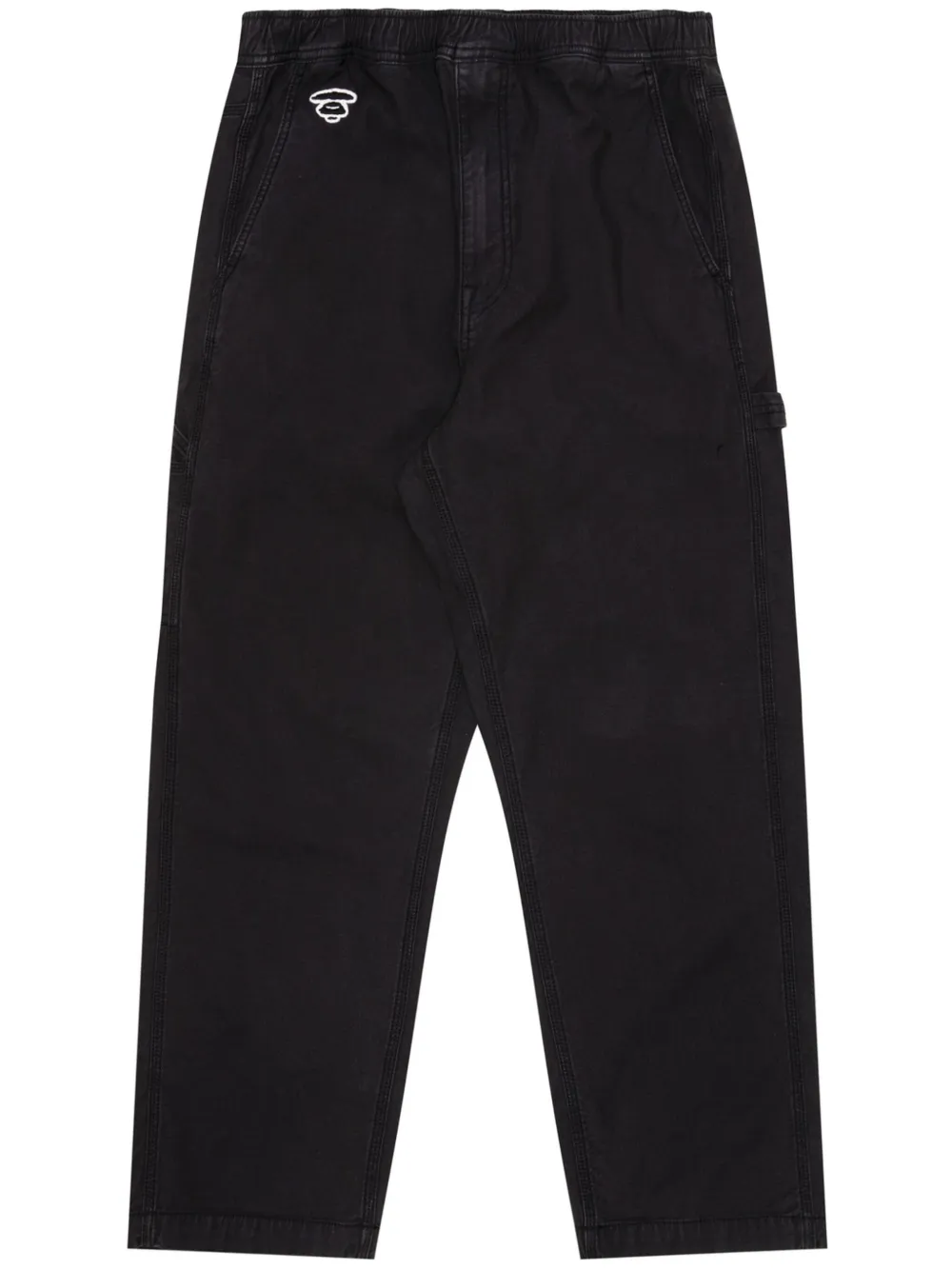 AAPE BY *A BATHING APE® logo-appliqué straight trousers - Black