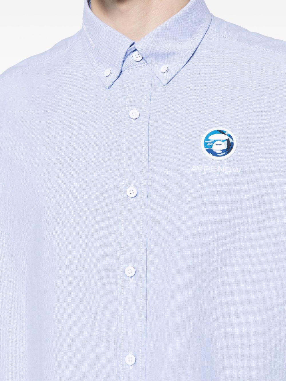 Shop Aape By A Bathing Ape Logo-appliqué Cotton Shirt In Blue