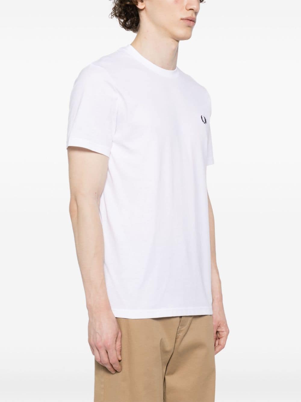 Shop Fred Perry Logo-print Cotton T-shirt In White
