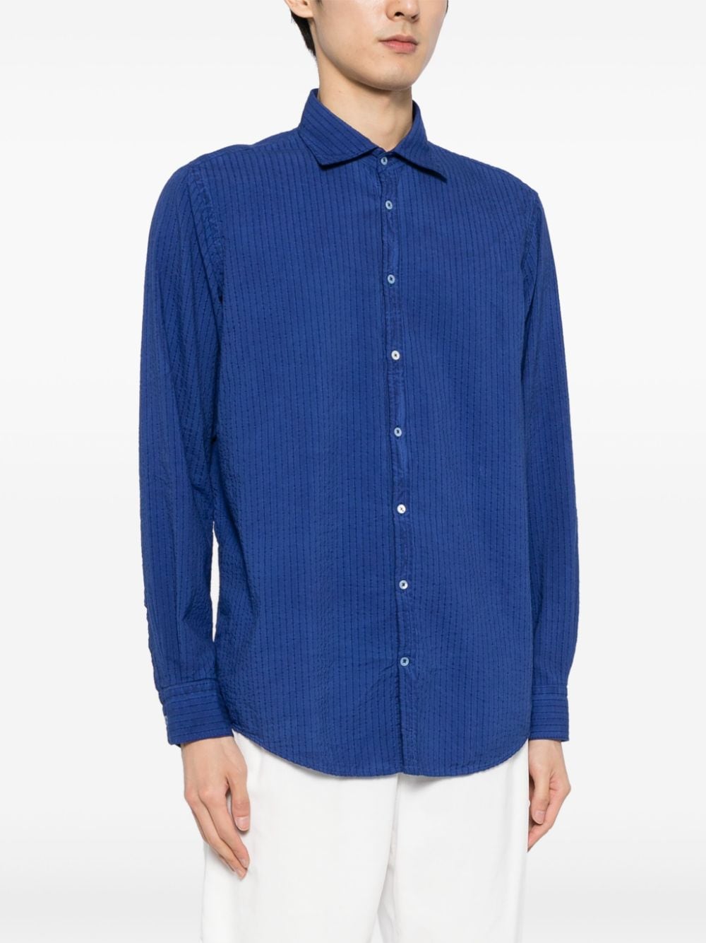 Shop Massimo Alba Striped Cotton Shirt In Blue