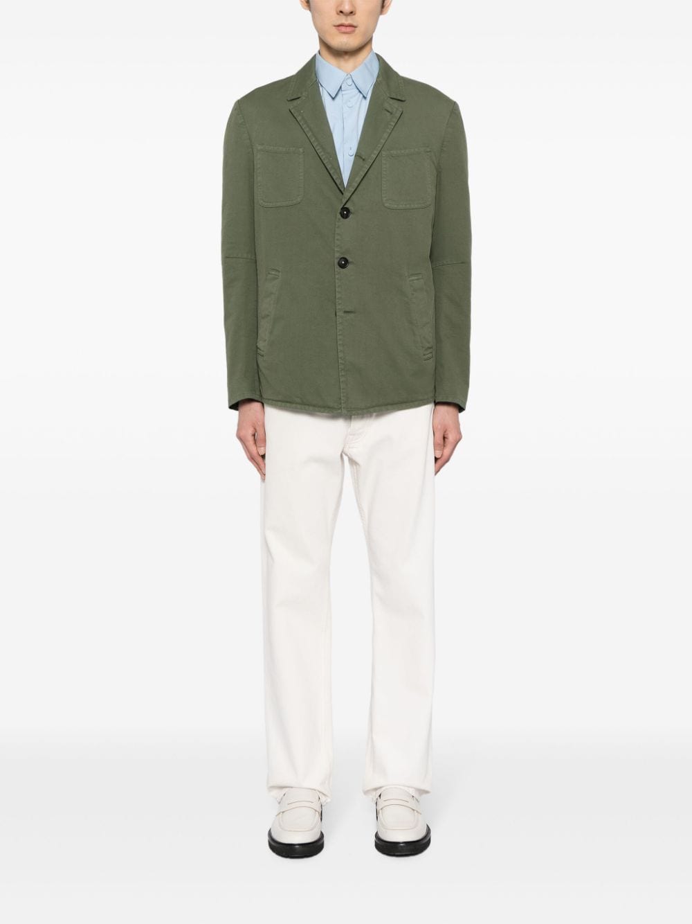 Shop Massimo Alba Single-breasted Cotton Blazer In Green