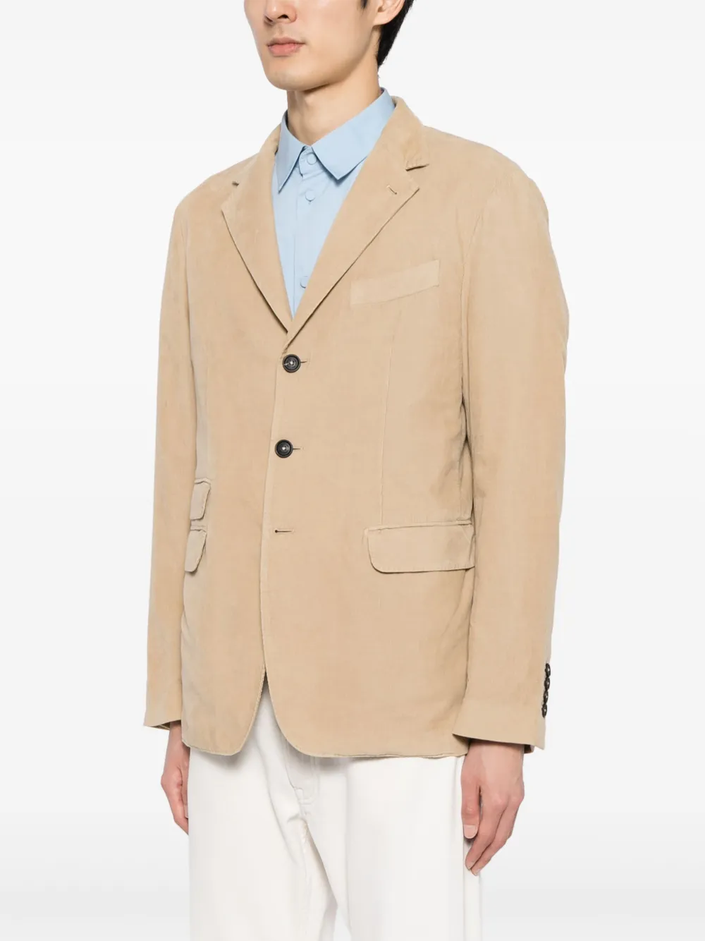 Shop Massimo Alba Corduroy Single-breasted Blazer In Neutrals