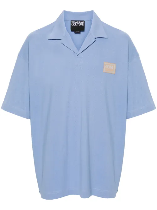 Polo en coton à logo appliqué - Versace Jeans Couture - Modalova