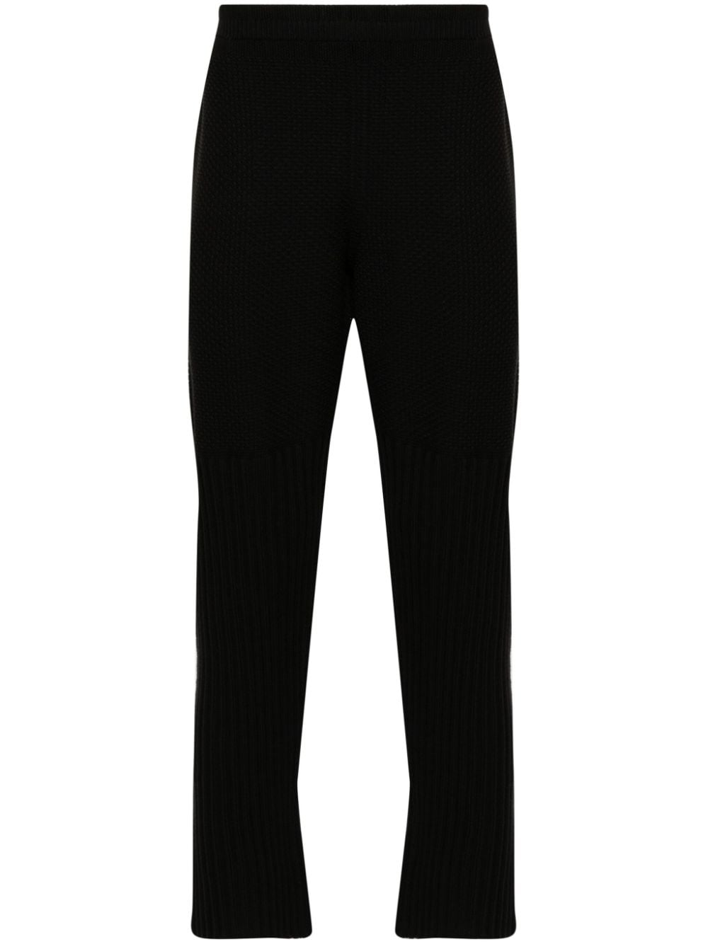 Issey Miyake Rustik-knit Tapered-leg Trousers In Black