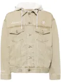 AAPE BY *A BATHING APE® logo-appliqué hooded denim jacket - Neutrals