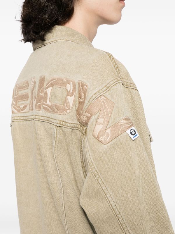 AAPE BY *A BATHING APE® logo-appliqué Hooded Denim Jacket - Farfetch