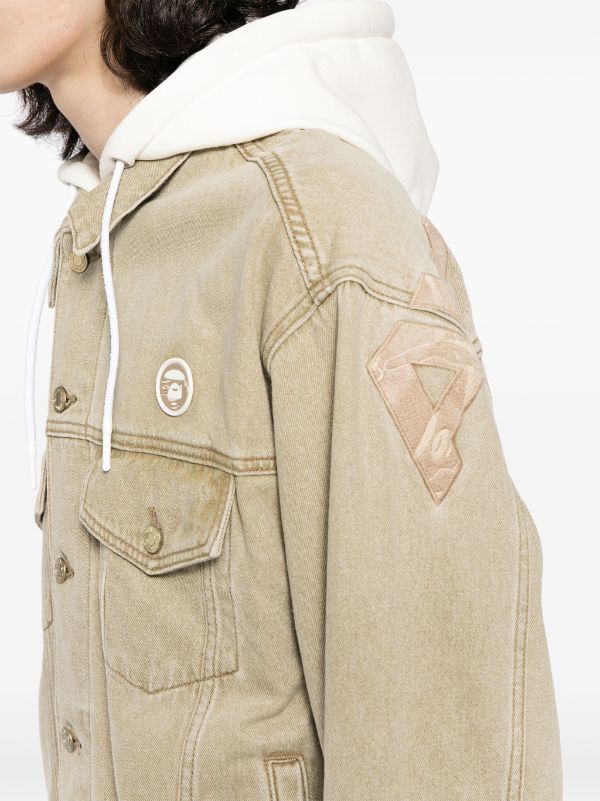 AAPE BY *A BATHING APE® logo-appliqué Hooded Denim Jacket - Farfetch