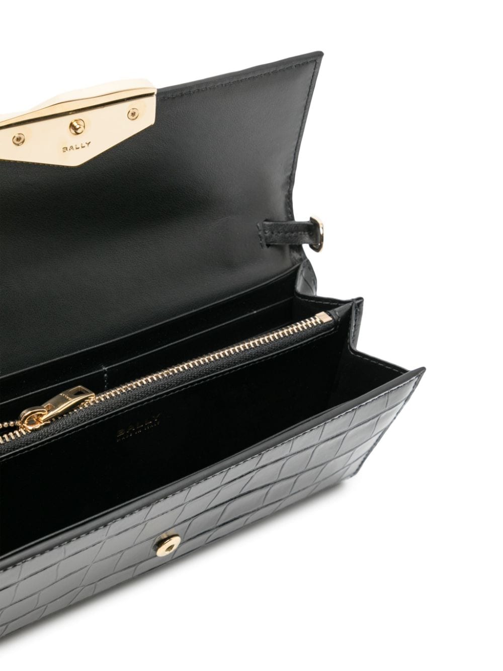Shop Bally Crocodile-effect Leather Shoulder Bag In Black