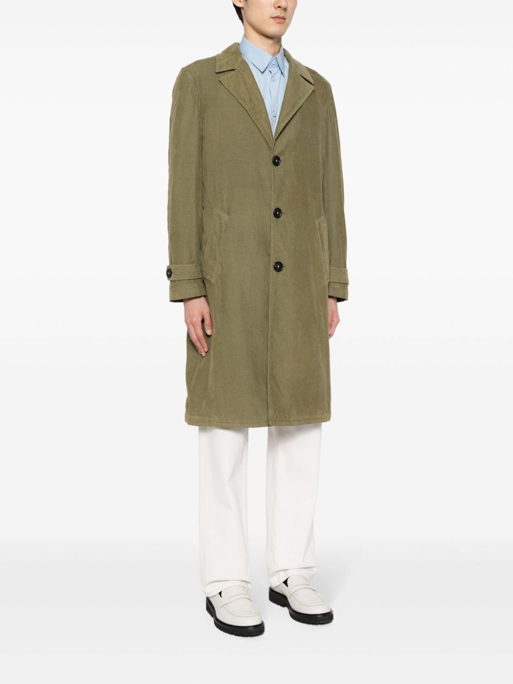 Shop Massimo Alba Corduroy Single-breasted Coat In Green