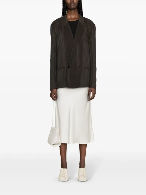 LEMAIRE double-breasted Silk Blend Blazer | Brown | FARFETCH