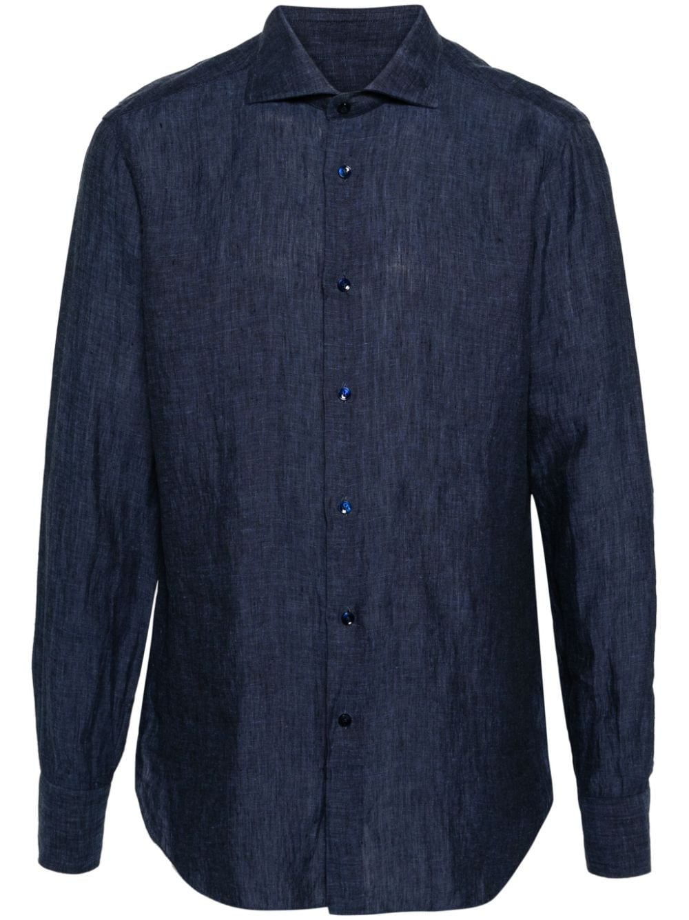 Shop Barba Long-sleeves Linen Shirt In Blue