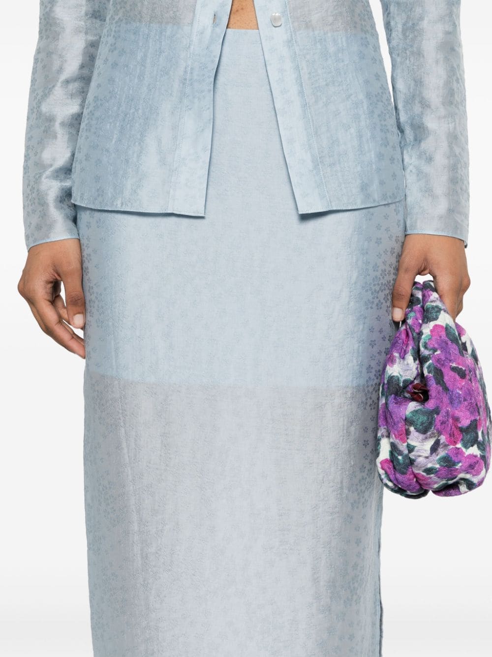 Shop Rodebjer Graziela Floral-embroidered Skirt In Blue