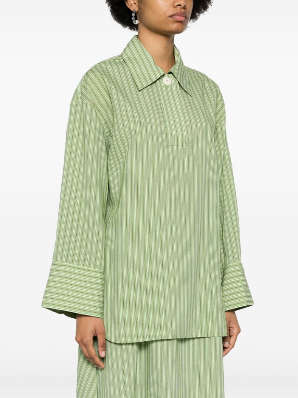 Shop Rodebjer Sunshine Striped Shirt In Green