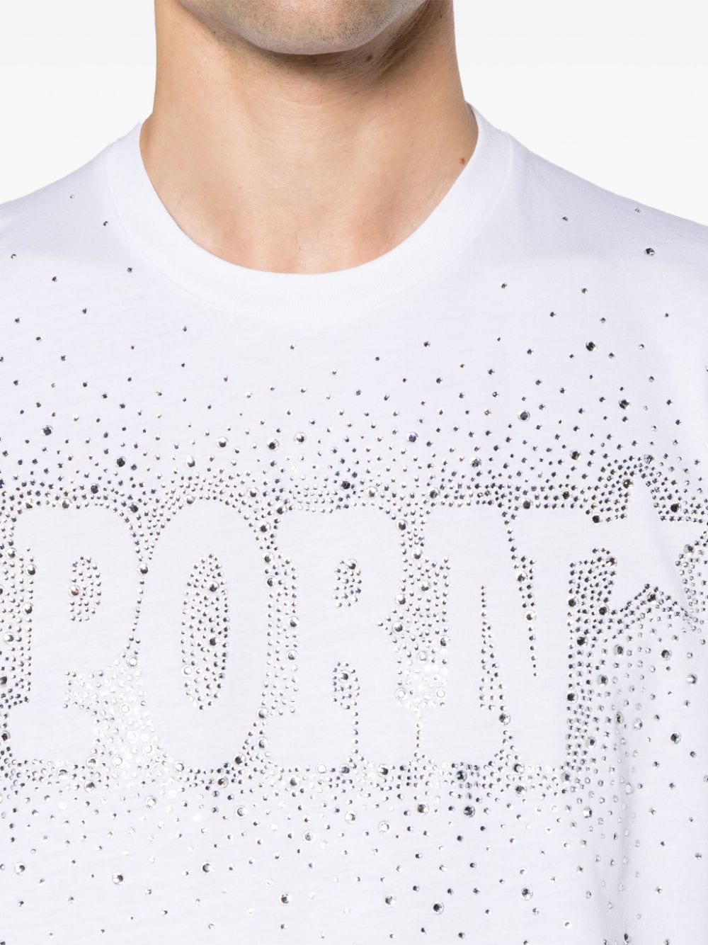 Shop Dsquared2 Rhinestone-embellished Cotton T-shirt In White