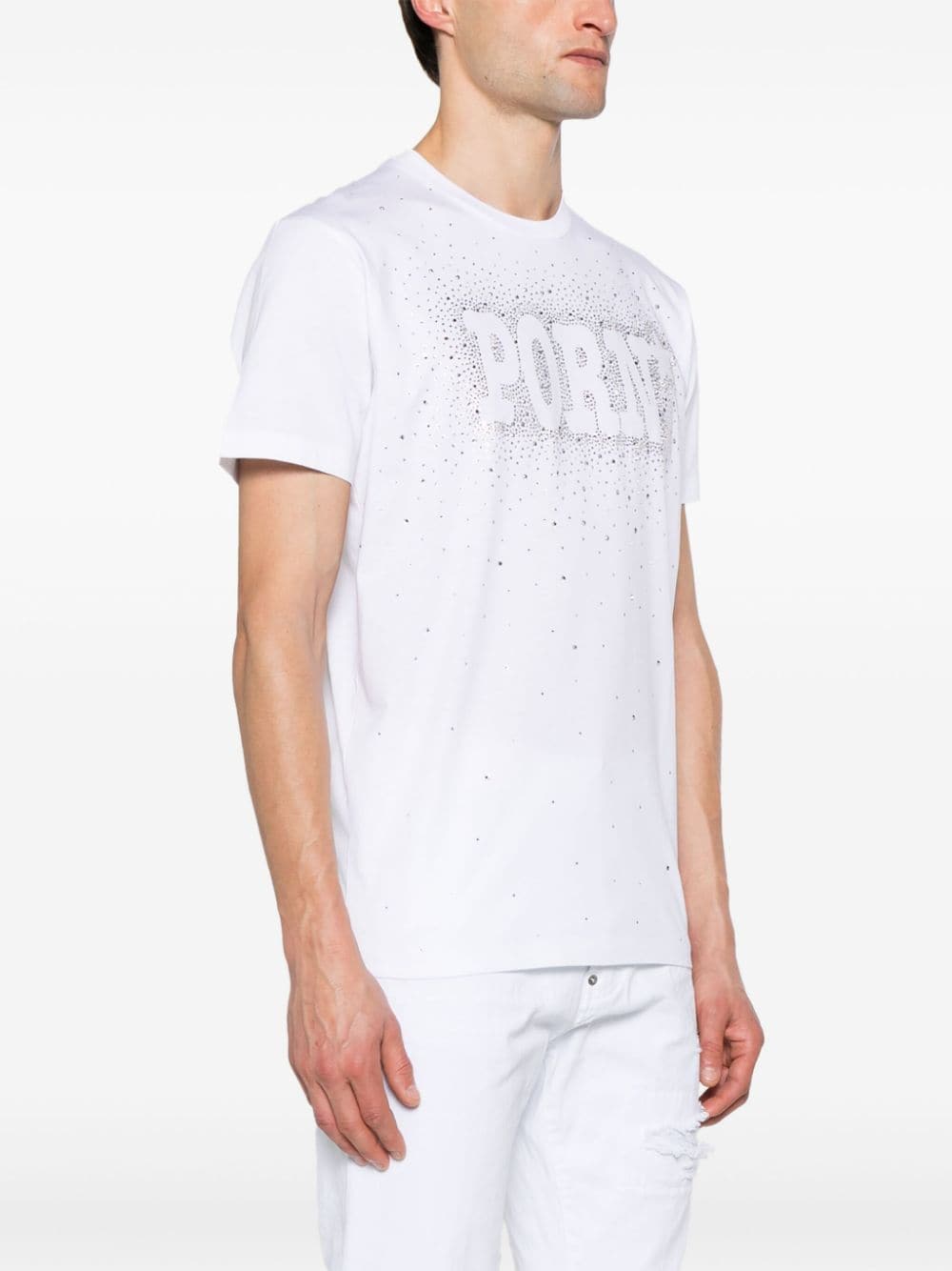 Shop Dsquared2 Rhinestone-embellished Cotton T-shirt In White