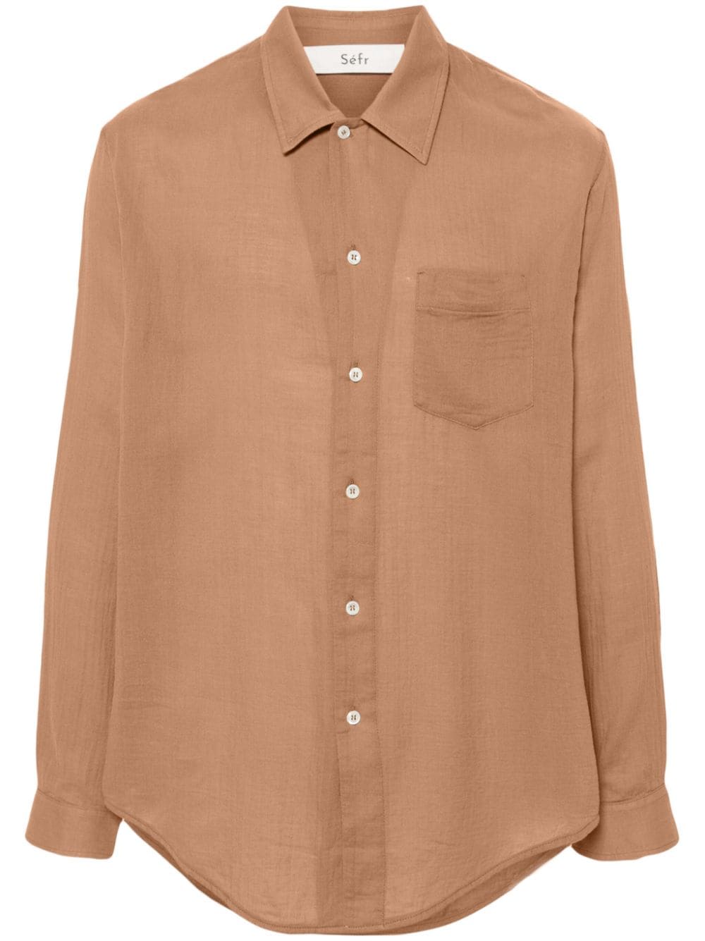 Shop Séfr Leo Cotton Shirt In Brown