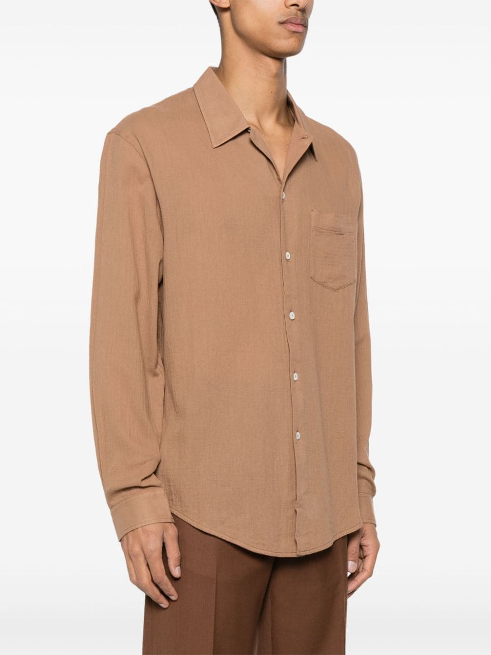 Shop Séfr Leo Cotton Shirt In Brown