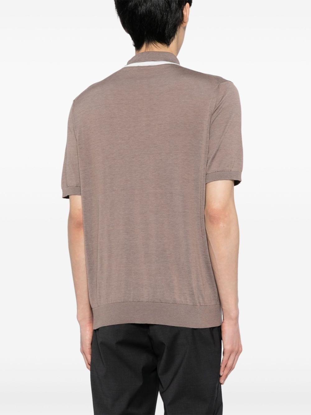 Shop Kiton Contrast Placket Jersey Polo Shirt In Neutrals