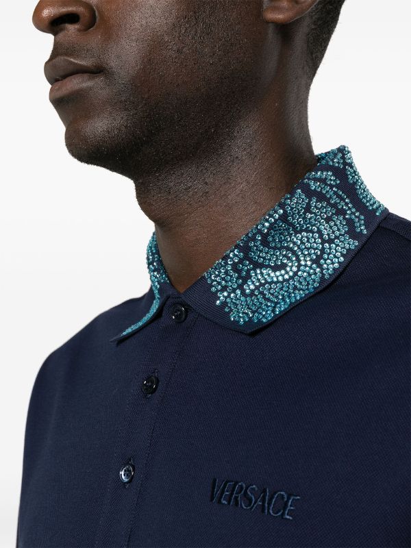 Versace Glass crystal-embellished Polo Shirt - Farfetch