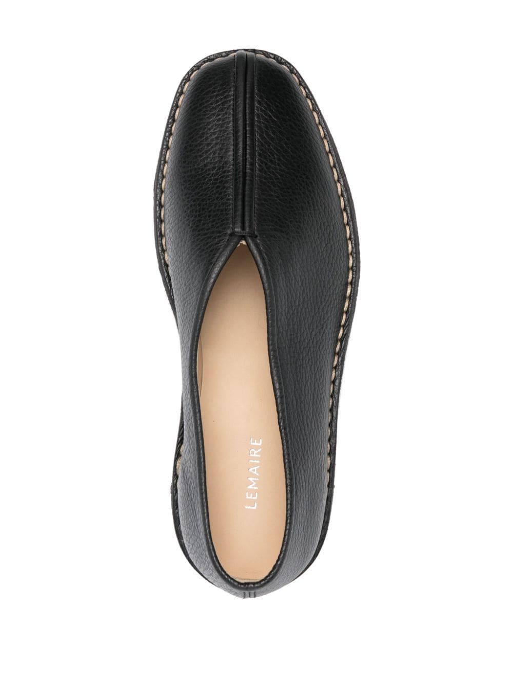 Shop Lemaire Leather Seam-detailed Slippers In Black
