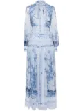 ERDEM graphic-print silk dress - Blue