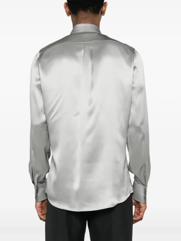 Dolce & Gabbana satin-weave Silk Shirt | Grey | FARFETCH