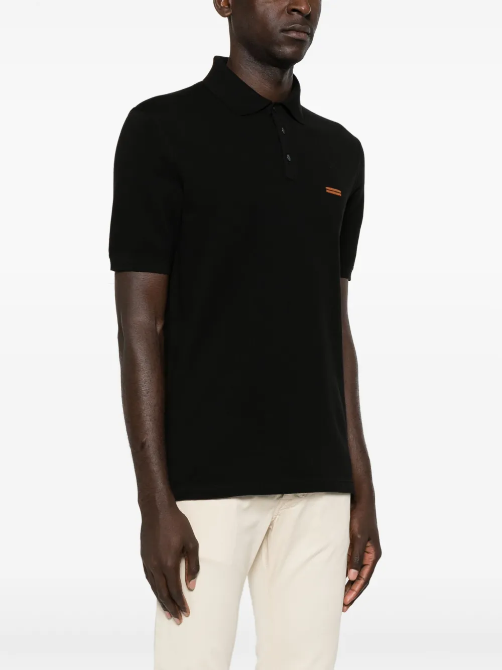 Zegna Katoenen piqué poloshirt Zwart