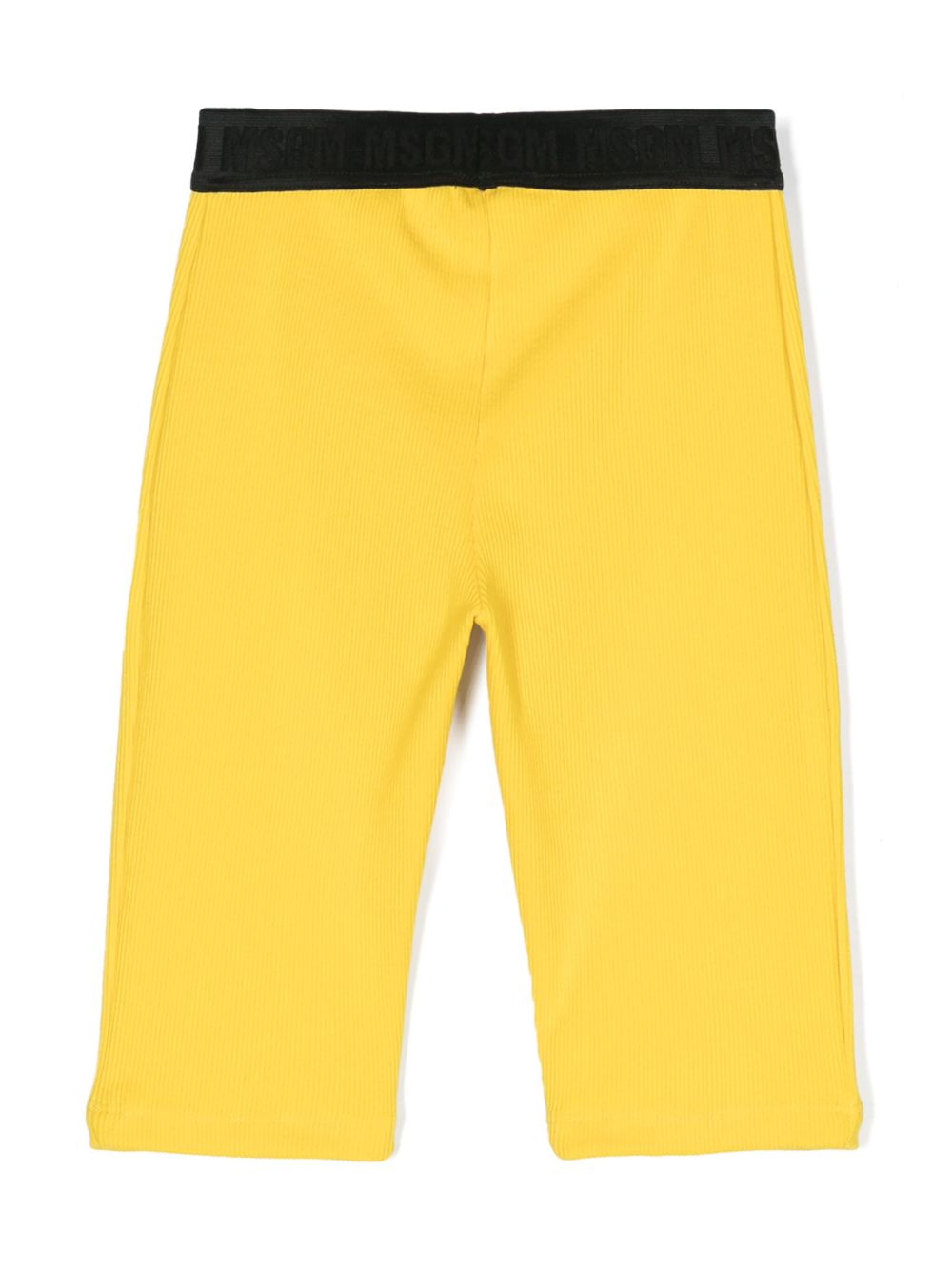 MSGM Kids logo-waistband cotton shorts - Yellow