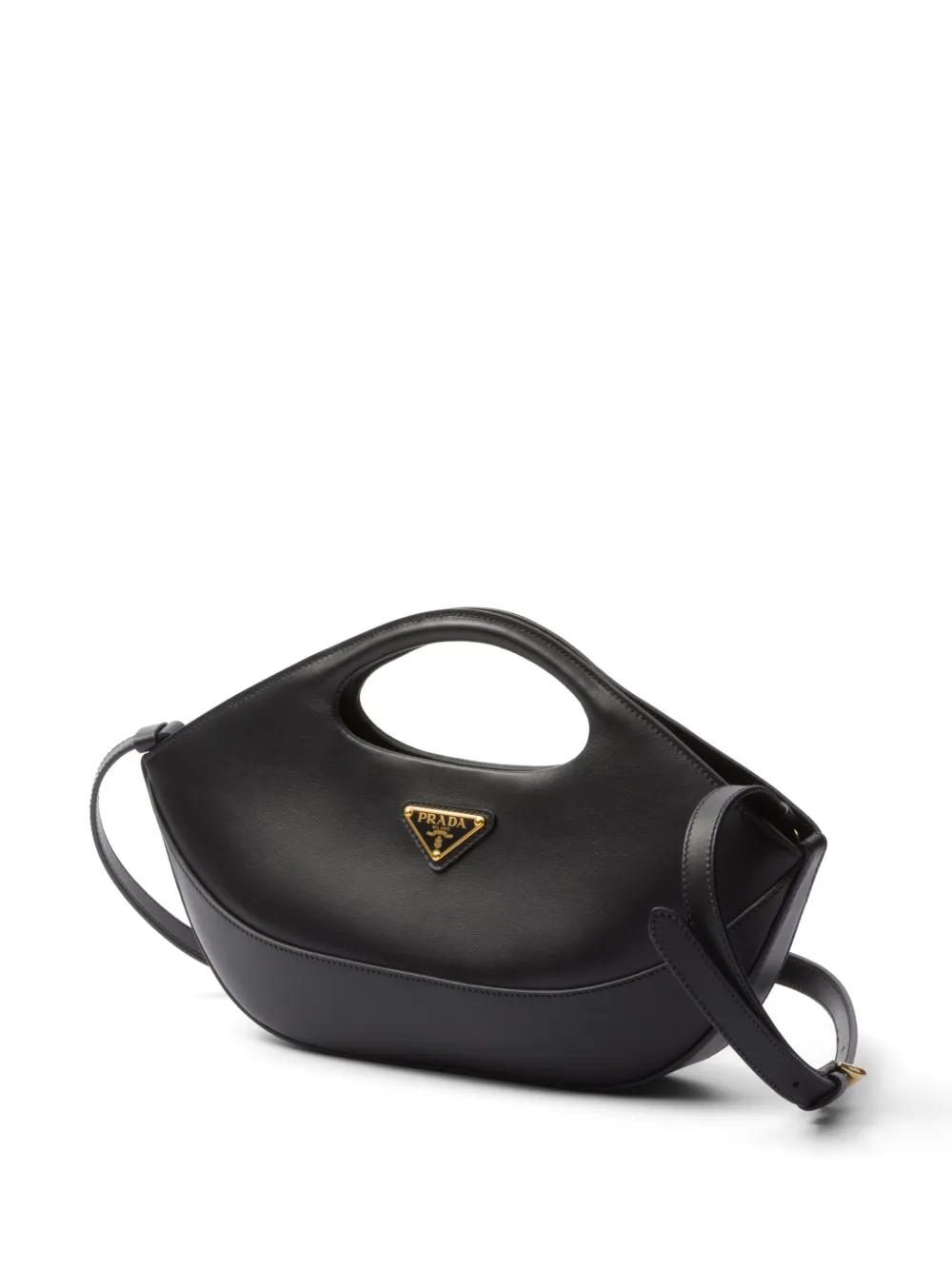 Shop Prada Triangle-logo Leather Tote Bag In Black