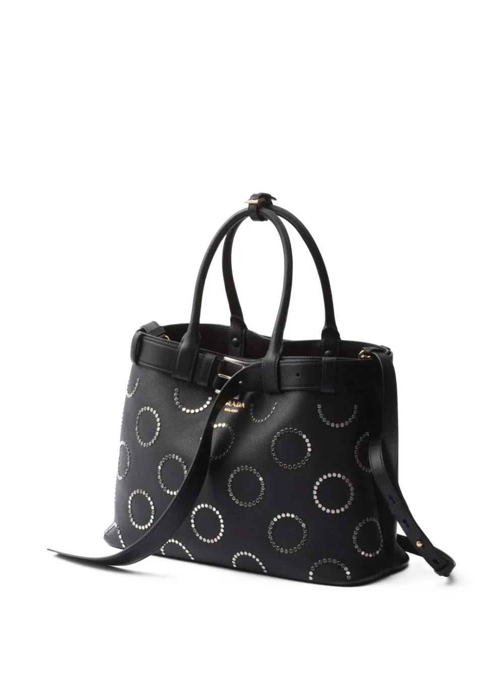 Prada Shopper verfraaid met studs Zwart