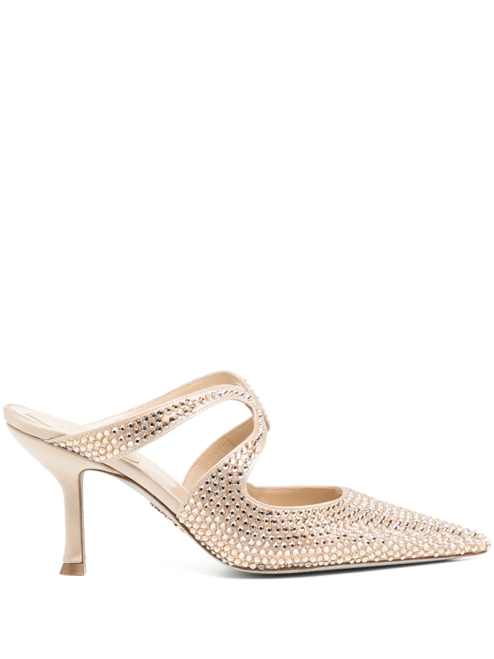 René Caovilla 90mm crystal-embellished mules Beige