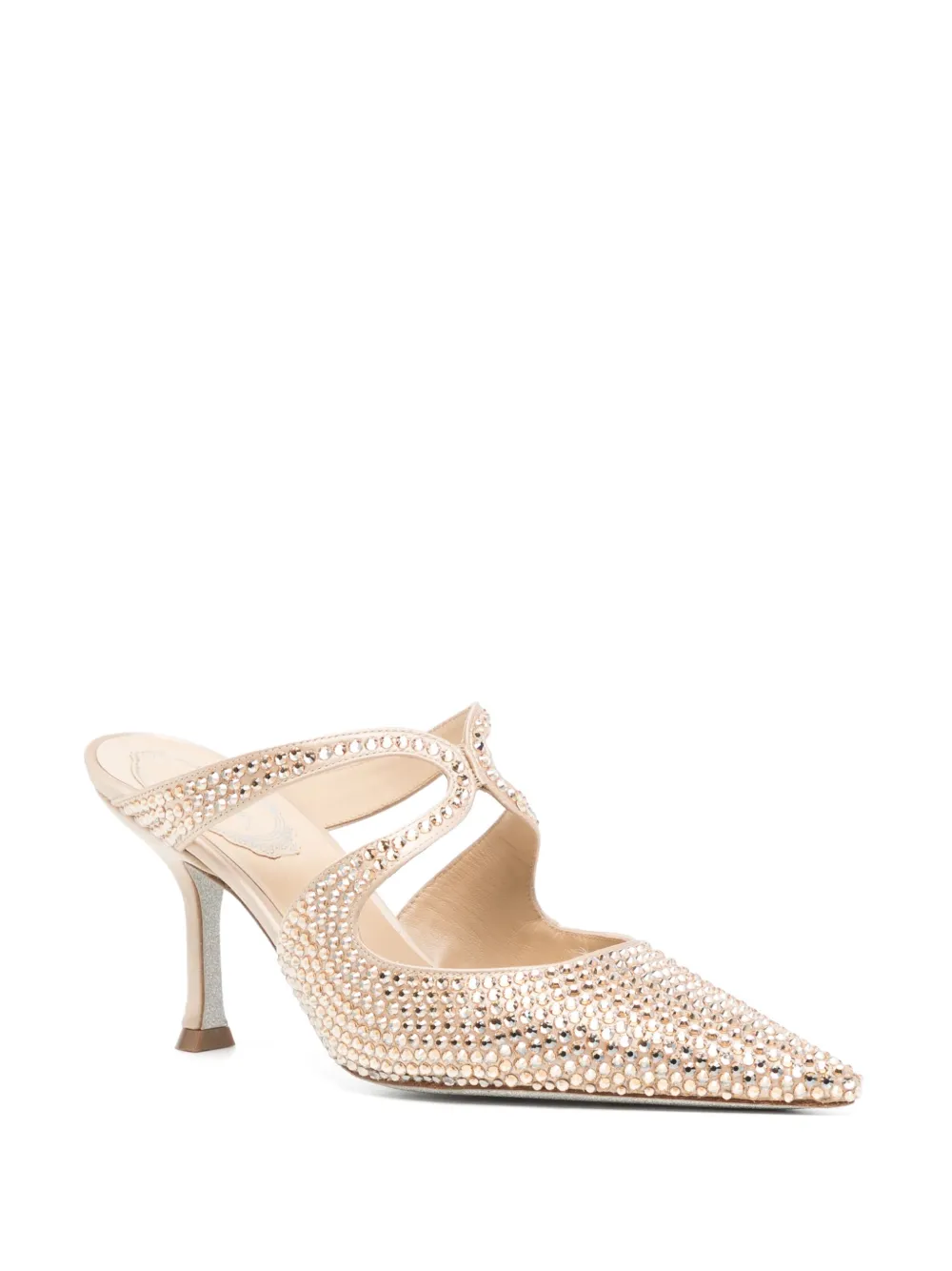 René Caovilla 90mm crystal-embellished mules Beige