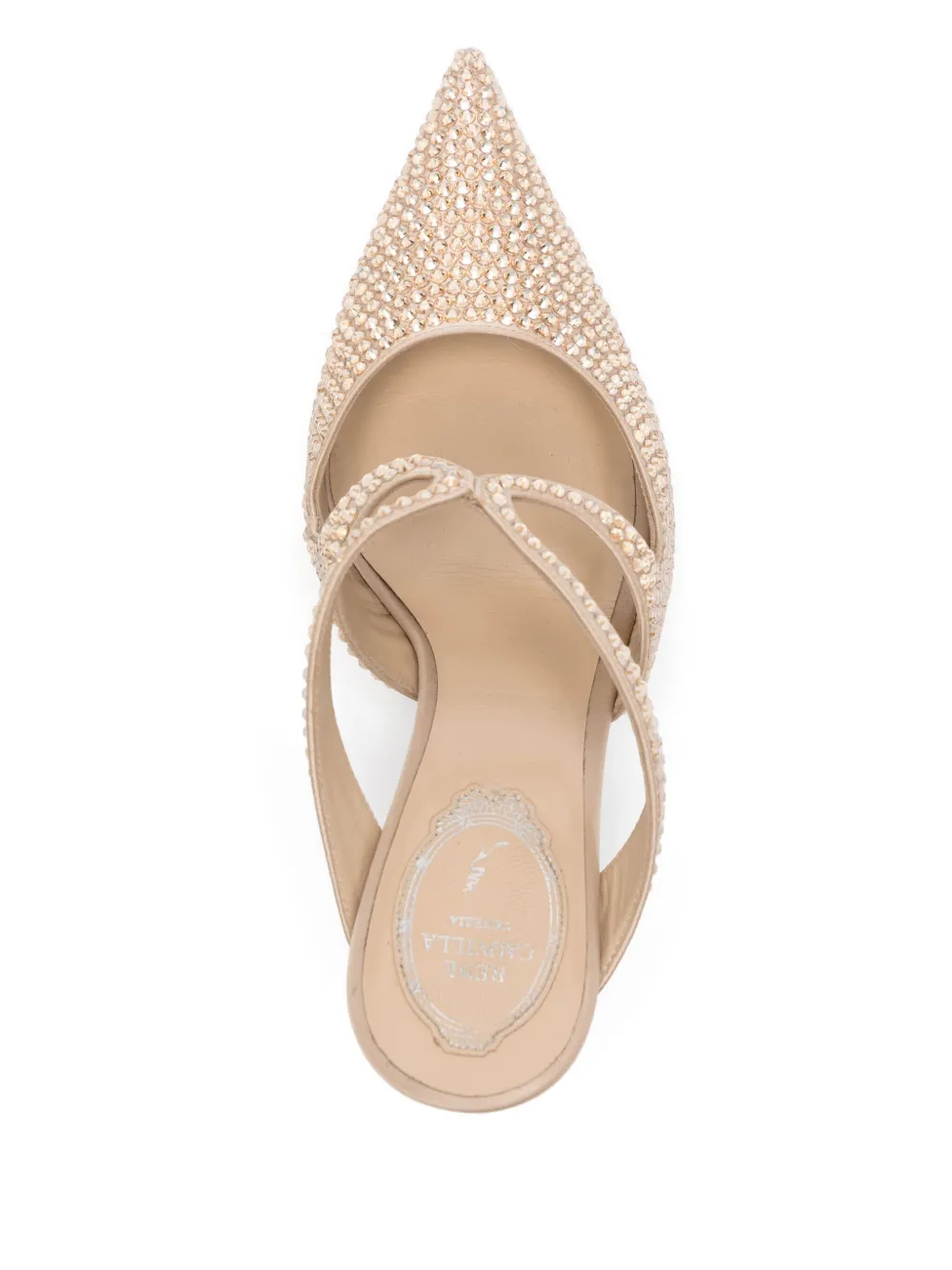 René Caovilla 90mm crystal-embellished mules Beige