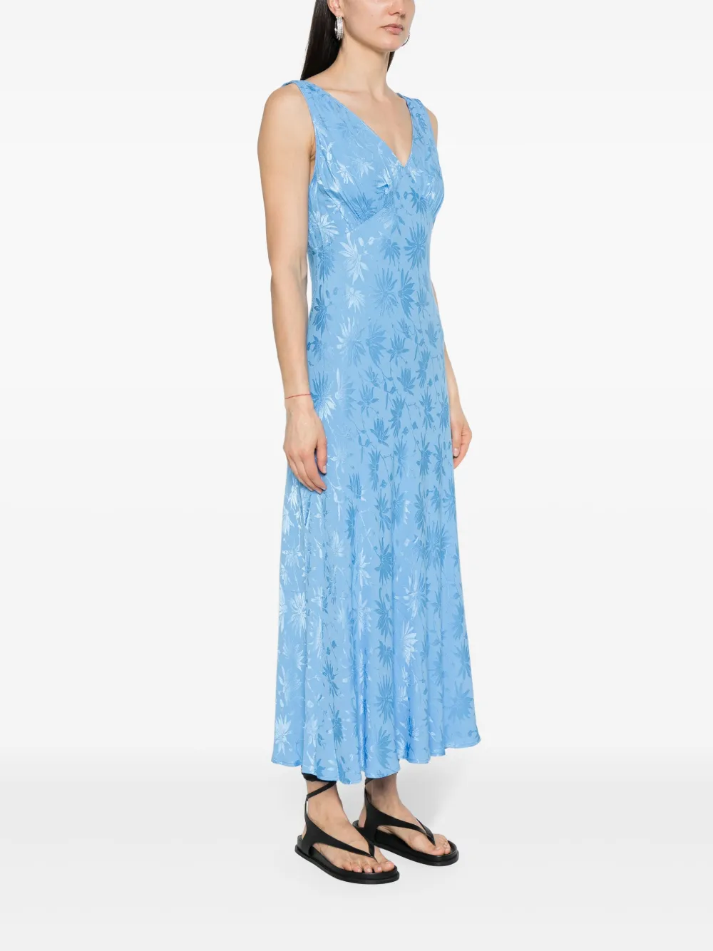 Rixo Sandrine maxi-jurk met bloemjacquard Blauw