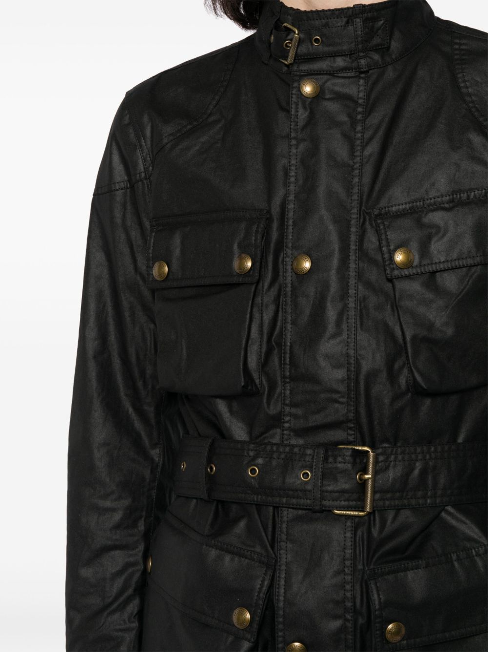 Shop Belstaff Trialmaster Waxed Belted Jacket In 黑色