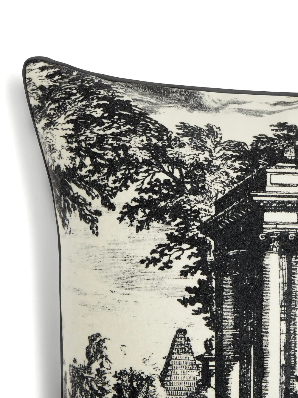 Fornasetti Giardino Settecentesco Cashmere Cushion (50cm X 50cm) In Black