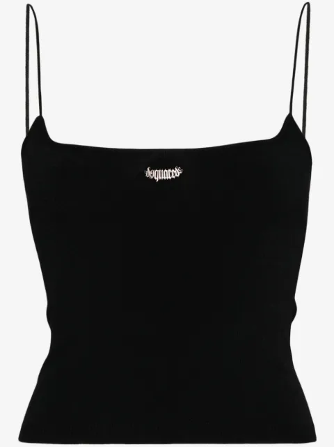 DSQUARED2 logo-plaque knitted crop top
