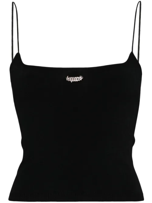 Haut crop en maille à plaque logo - DSQUARED2 - Modalova