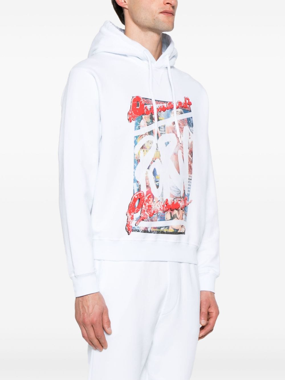 Shop Dsquared2 Rocco Cool Cotton Hoodie In White