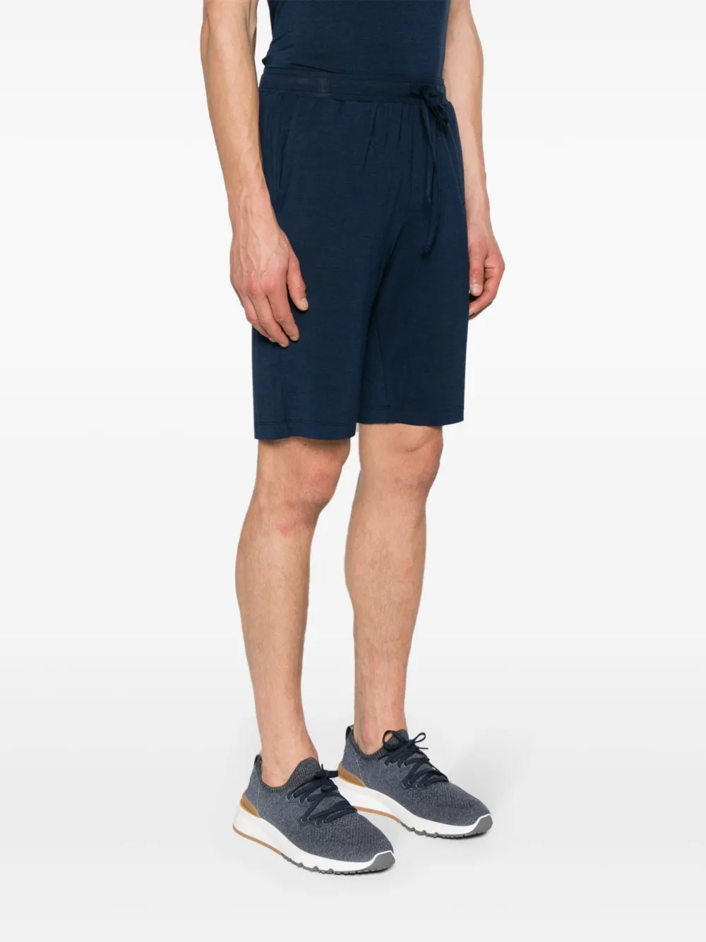 Shop Hanro Ribbed-waist Jersey Bermuda Shorts In Blue