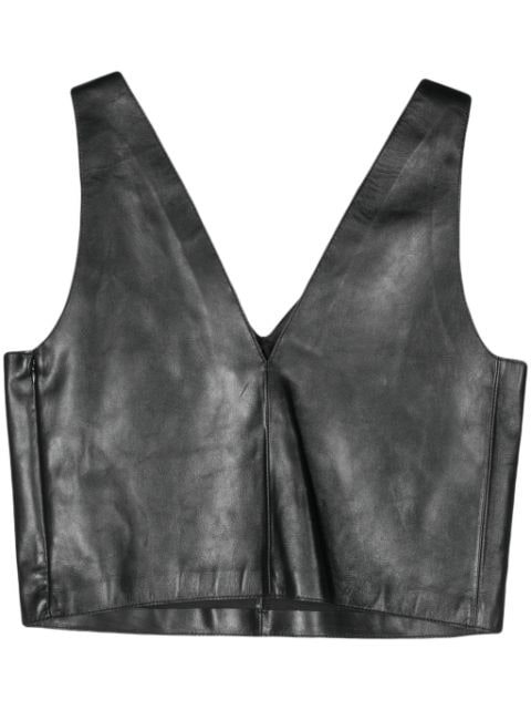 STAND STUDIO V-neck leather tank top